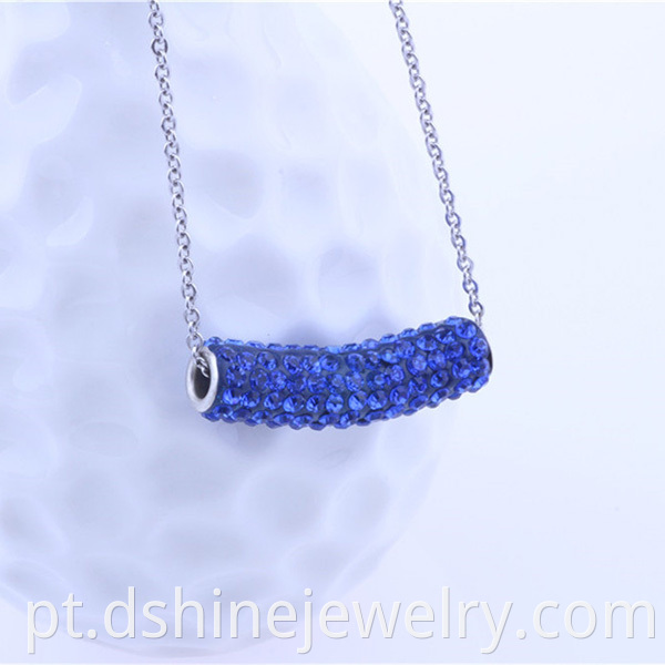 Rhinestone Tube Shamballa Pendant Necklace